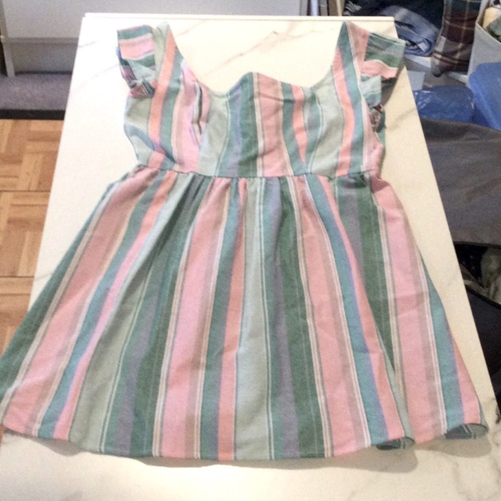 Crystal doll striped babydoll pastel dress, small.